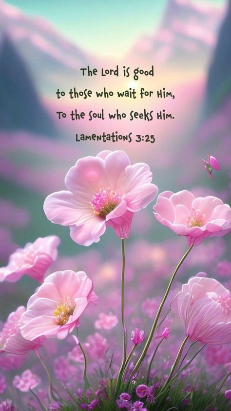 Bible Verses With Flowers, Happy Scripture, Lamentations 3 25, Blessed Scripture, Scripture Blessings, Wait For The Lord, Bible Verse Background, Beautiful Scripture, Bible Quotes Images