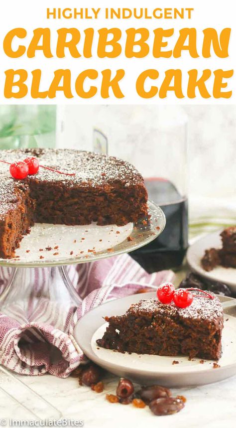 Caribbean Black Cake - Immaculate Bites Carribean Black Cake, Black Cake Recipe Caribbean, Jamaican Black Cake Recipe, Carribean Desserts, Caribbean Fruit Cake Recipe, Caribbean Black Cake, Caribbean Desserts, Jamaican Black Cake, Black Cake Recipe