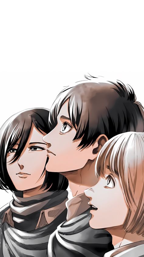 Eren And Armin Wallpaper, Aot Official Illustration, Attack On Titan Mikasa And Eren, Mikasa And Eren Official Art, Mikasa And Armin Friendship, Aot Wallpaper, Aot Funny, Attack On Titan Aesthetic, Eren And Mikasa