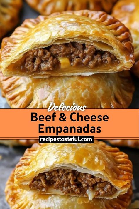 Golden, flaky pastries stuffed with flavorful ground beef, melted cheese, and savory spices, perfect as a snack, appetizer, or quick meal. Cheese Empanadas Recipe, Cheese Empanadas, Empanadas Recipe, Flaky Pastry, Quick Meal, Melted Cheese, Wholesome Food, Appetizers For Party, Shredded Cheese