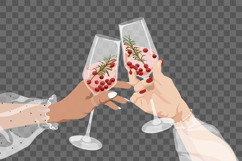 Clinking Wine Glasses, Celebration Illustration, Christmas Friends, Christmas Cocktail, Sticker Png, About Christmas, Party Party, Party Drinks, Photo Illustration