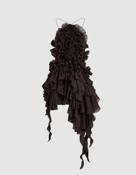 Brown Cocktail Dress, Brown Cocktail, Dolce E Gabbana, Stage Outfits, Ruffle Dress, Chocolate Brown, Pretty Dresses, Fashion Inspo Outfits, Clothing Items