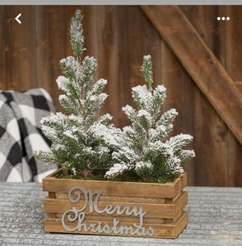 Rustic Farm Christmas Decor, Christmas Hutch Decorating Ideas, Academia Christmas, December Decor, Christmas Neutral, Cheap Holiday Decor, Wooden Pot, Wooden Container, Christmas Boho