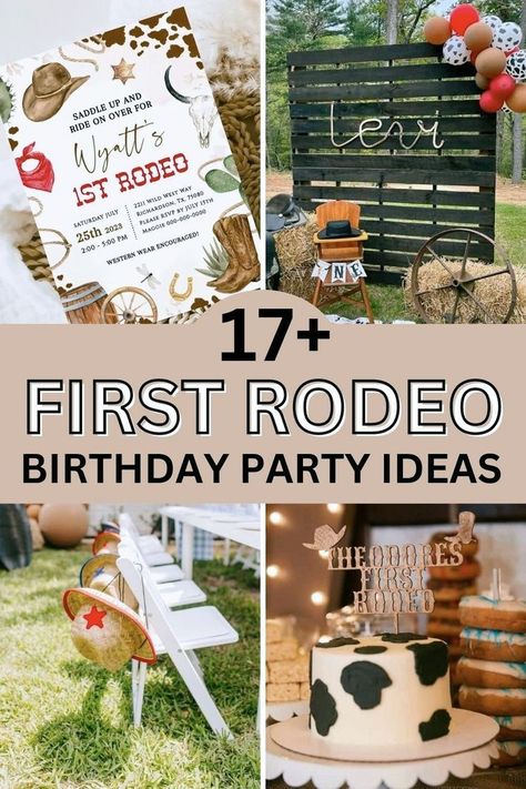 Celebrate your child's first rodeo birthday with a Western-themed party. Explore cowboy and cowgirl decor, a delightful cake, and rustic centerpieces to make the event memorable. Get inspired with our event planning tips. My Forst Rodeo Boy Birthday, Rodeo Theme First Birthday Party, My First Rodeo Boy Birthday, Diy First Rodeo Birthday, First Birthday Boy First Rodeo, Cowboy Theme 1st Birthday Boy, My First Rodeo Party Favors, Our First Rodeo Twin Birthday, First Birthday Boy Rodeo