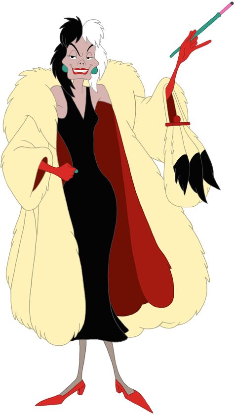 Cruella Deville 101 Dalmations, Cruella Character Design, Cruella Deville Drawing, Corella Deville, Cruella Cartoon, Cruela De Vil Costume Ideas, Cruella Drawing, Cruella Deville Disney, Diy Cruella Deville Costume