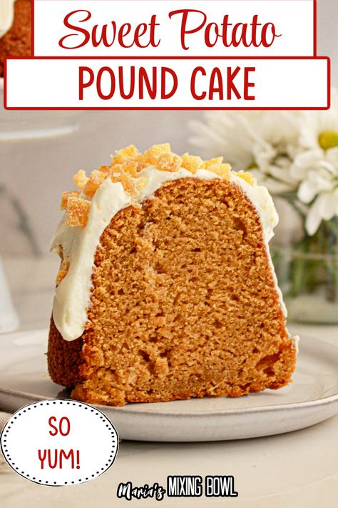 This Sweet Potato Bundt Cake is moist, sweet, and full of warm spices. If you are looking for a fall dessert, this is the one for you. Sweet Potato Loaf Cake, Sweet Potato Bundt Cake Recipe, Sweet Potato Pound Cake Recipe, Sweet Potato Bundt Cake, Sweet Potato Cake Recipe, Sweet Potato Pound Cake, Easy Bundt Cake Recipes, Easy Bundt Cake, Sweet Potato Cake