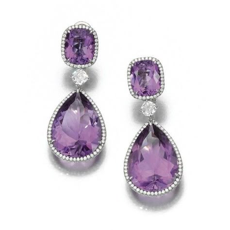 earrings ||| sotheby's l12050lot6c9nren ❤ liked on Polyvore featuring jewelry, earrings, earring jewelry and wine jewelry Amethyst Jewelry Set, Wine Jewelry, Hand Jewelry Rings, Diamond Pendent, Diamond Ice, Bangles Jewelry Designs, Fantasy Closet, Jewelry Stone, Amethyst Jewelry