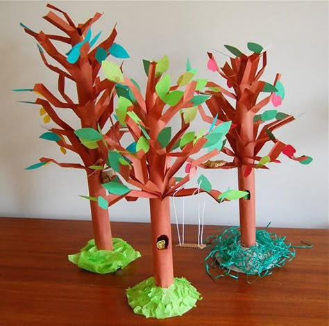 3d Tree Craft, Diy Paper Tree, 3d Paper Tree, Paper Tree Craft, Cardboard Tree, Craft Tree, Paper Trees, Ikat Bag, 2d Drawing