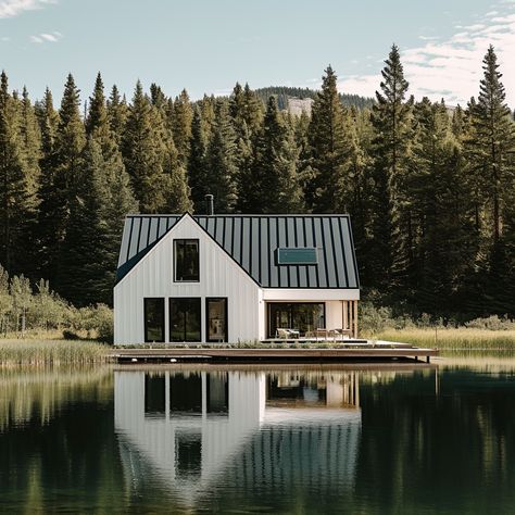 House Ireland, Lake Houses Exterior, Tiny House Village, Farmhouse Architecture, Long House, House Arch Design, Lakefront Homes, Countryside House, Up House