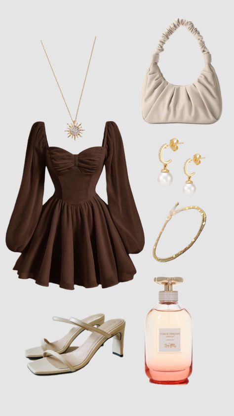 #brown #outfit #ootd #clothes Cute Formal Dresses, Rich Clothes, Water Movement, Cute Dress Outfits, Brown Outfit, Classy Work Outfits, Looks Chic, Cute Everyday Outfits, Dressy Outfits