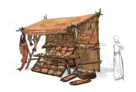 The Witcher 2, Concept Art Landscape, Witcher 2, Medieval Market, Props Concept, Fantasy Props, Arte Robot, Fantasy Map, Medieval Town