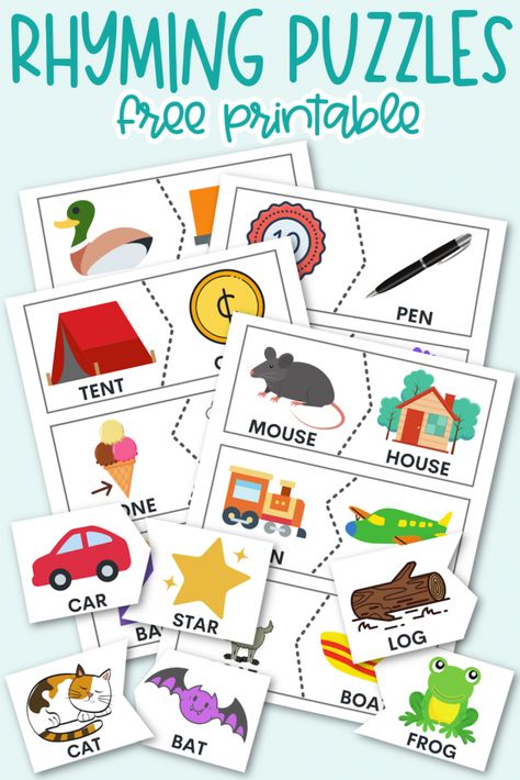 Pre K Rhyming Words Free Printable, Preschool Rhyming Activities, Rhyming Activities Kindergarten, Rhyming Activities Preschool, Preschool Rhyming, Rhyming Word Game, Rhyming Words Activities, Preschool English, Games For Preschoolers