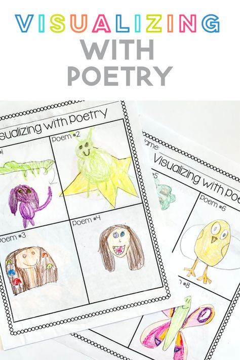 Poetry Kindergarten, Poetry For Kindergarten, Poetry Activities For Kids, Kindergarten Visualizing Activities, 2nd Grade Poetry, Poetry Kindergarten Activities, Poems For First Grade, First Grade Poetry, Poetry For First Grade