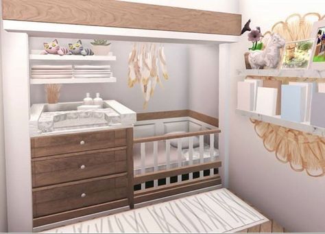 Roblox Bloxburg baby room idea 💡 Bloxburg Home Ideas, Bloxburg Rooms, Bloxburg Bedroom, Bloxburg Hacks, Bloxburg Building, Cottage Bloxburg, Blox Burg, Blocksburg Room Ideas￼, Bloxburg Build Ideas