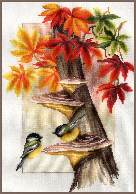 Cross Stitch Autumn, Yarn Organization, Chickadees, Cross Stitch Bird, Seed Bead Tutorial, Cross Stitch Animals, Counted Cross Stitch Kits, Back Stitch, Embroidery Fabric