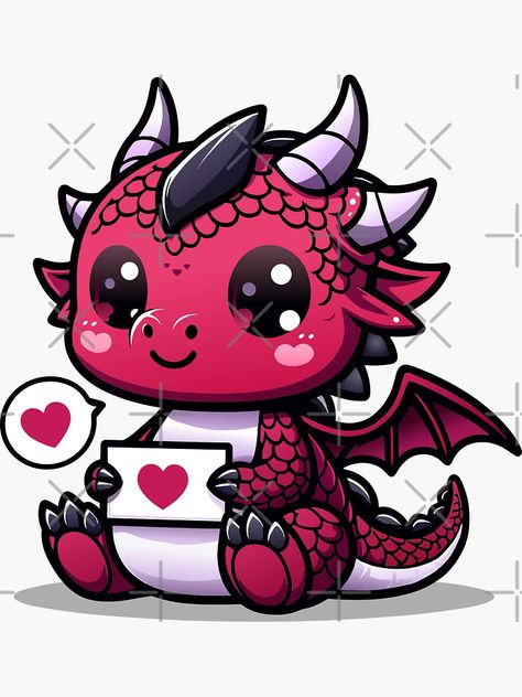 "Dragon's Enchantment Cute Valentines Day Kawaii Dragon Show Love" Sticker for Sale by Mr Koala | Redbubble Kawaii Dragon Tattoo, Kawaii Dragon Art, Kawaii Dragon, Cute Dragon Stickers, Dragon Heart, Dragon Lover, Cute Dragons, Love Stickers, Heart Stickers