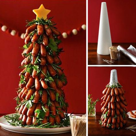 Little Smokey Hot Dog - Christmas Tree Shaped Appetizers perfect for a Holiday Party! Tree Food Ideas, Christmas Tree Recipes, Xmas Appetizers, Christmas Tree Food, Amazing Christmas Trees, Tea Time Food, Christmas Vibe, Unique Christmas Trees, Christmas Food Dinner