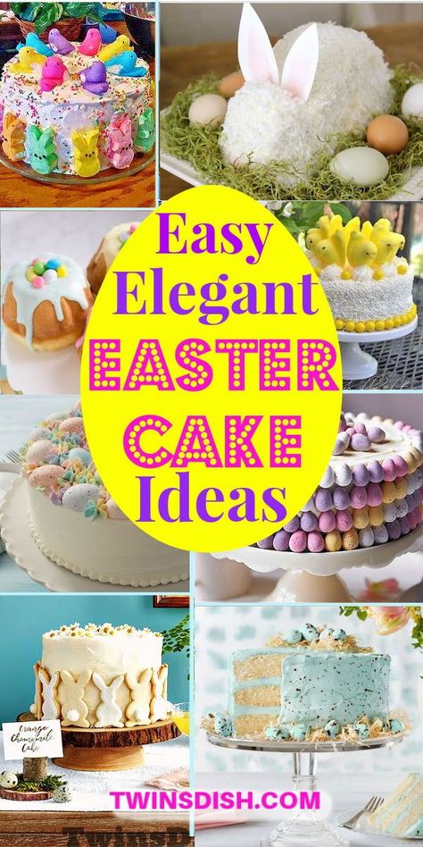 Easy DIY Easter Desserts cake ideas for kids and adults. Cute bunny, candy, chocolate, and marshmallow designs for your Easter dinner table. Bunny Dessert Ideas, Easter Dessert Ideas For Adults, Easter Sheet Cake Ideas, Easy Easter Cakes Ideas, Bunny Cakes For Easter, Easter Cakes Ideas, Bunny Cake Ideas, Diy Easter Desserts, Chocolate Bunny Cake