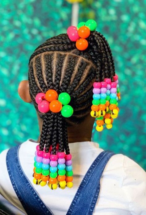 59 Legendary Hairstyles with Beads for Little Girls - Curly Craze Toddler Girl Braids With Beads, Kids Braids With Beads Natural Hair, Toddler Braids With Beads Kid Hairstyles, Toddler Girl Braid Styles With Beads, Toddler Braids With Beads, Braids With Beads Kids, Kid Braid Styles With Beads, Kids Braided Hairstyles With Beads, Toddler Braid Styles