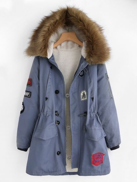 Shop Faux Fur Lined Parka Coat online. SheIn offers Faux Fur Lined Parka Coat & more to fit your fashionable needs. Hooded Denim Jacket, Trendy Fashion Tops, Muslim Fashion Outfits, Stylish Dress Book, Korean Girl Fashion, Cute Comfy Outfits, Parka Coat, Kids Outfits Girls, Girls Fashion Clothes