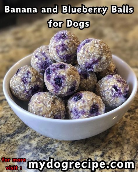 Blueberry Dog Treats Homemade Easy, Blueberry Balls, Blueberry Banana Dog Treats, Apple And Blueberry Dog Treats, Frozen Blueberry Dog Treats, Blueberry Dog Treat Recipe, Blueberry Dog Treats, Banana Dog Treat Recipe, Dog Treats Homemade Easy