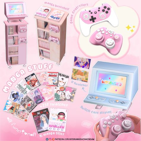 Ts4 Cc Pink Furniture, Sims4 Cc Kawaii Furniture, Ts4 Cute Furniture, Stuff Cc Sims 4, The Sims 1 Aesthetic, Sims 4 Pink Aesthetic, Sims 4 Cc Wall Patterns, Sims 4 Cc Nerd Clutter, Sims 4 Mods Kawaii