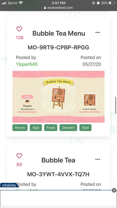 Acnh Boba Shop, Bubble Tea Menu, Boba Shop, Acnh Designs, Animal Crossing Wild World, Path Design, Tea Shop, Bubble Tea, Rosemary