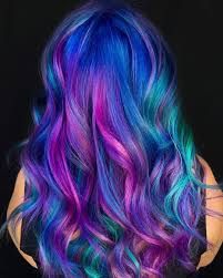 Galaxy Hair Color, Space Hair, Mermaid Hair Color, Belle Hairstyle, Gradient Hair, Galaxy Hair, Vivid Hair Color, Latest Hair Color, Hair Color Crazy