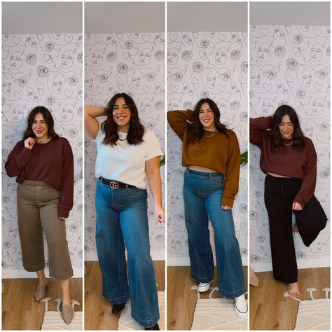 Mom Jeans Crop Top Outfit Plus Size, Straight Jeans Plus Size Outfit, Flared Jeans Plus Size Outfit, Wide Leg Jeans Curvy Outfit, Midsize Wide Leg Jeans, Mid Size Wide Leg Jeans Outfit, How To Style Wide Leg Jeans Plus Size, Wide Leg Jeans Midsize, Plus Size Wide Leg Jeans Outfit