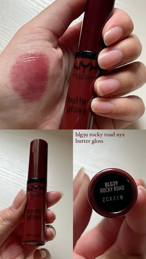 Trending Lipstick Shades 2024, Nyx Rocky Road Butter Gloss, Lip Combos Red, Nyx Rocky Road, Nyx Butter Gloss Rocky Road, Raspberry Pavlova, Stile Kylie Jenner, Lip Combos, Nyx Butter