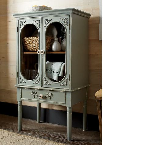 Green Cabinet, Distressed Decor, Pretty Furniture, Salon Suites, Country Door, Beautiful Cabinet, Lovely Places, Antique Cabinets, Sage Color