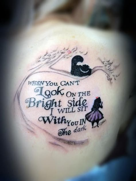 Villian Tattoo Ideas For Women, Alice Through The Looking Glass Tattoo, Creepy Alice In Wonderland Tattoo, Beauty And The Best Tattoo, Twister Tattoo, Dark Alice In Wonderland Tattoo Ideas, Crystals Tattoos, Disney Tattoo Sleeves For Women, Unique Spine Tattoos For Women