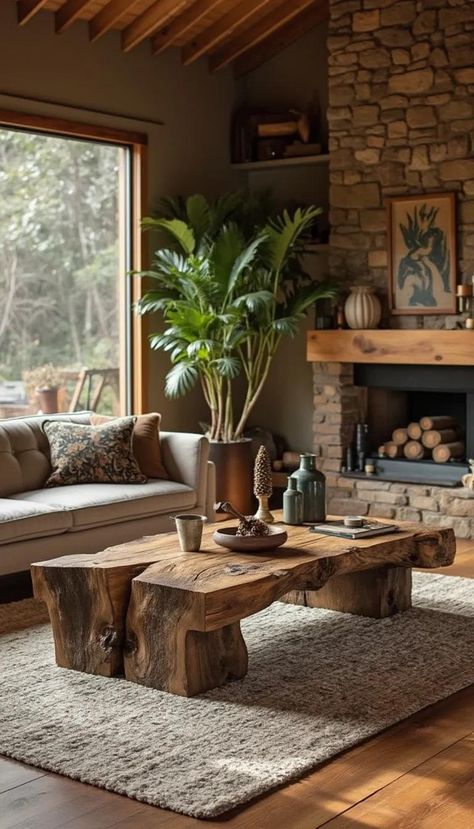 25 Unique Organic Modern Living Room Ideas To Inspire Natural Wood Living Room Decor, Organic Home Design, Living Room Natural Wood, Wood Living Room Decor, Organic Modern Living Room, Earthy Living Room, Modern Living Room Ideas, Earthy Home Decor, Earthy Home