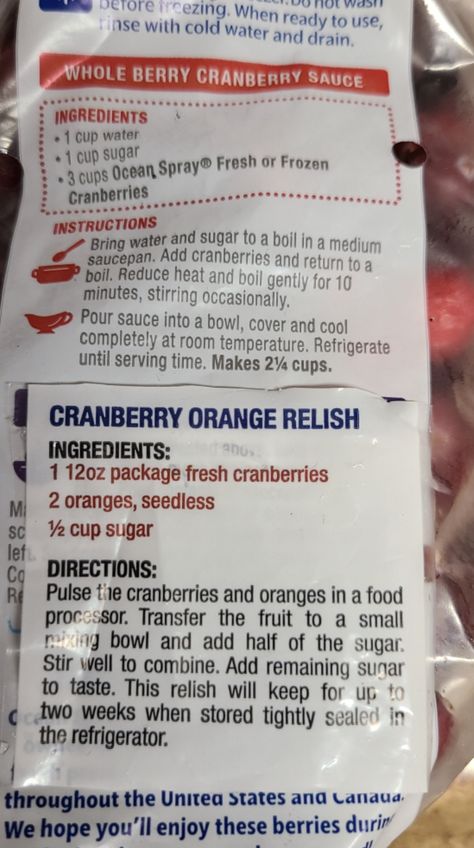 Ocean Spray Cranberry Orange Relish, Ocean Spray Cranberry Relish, Fresh Cranberry Orange Relish, Cranberry Orange Relish, Ocean Spray Cranberry, Cranberry Relish, Frozen Cranberries, Ocean Spray, Cranberry Recipes