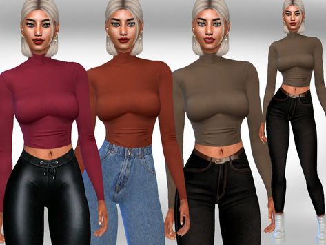 Sims 4 — Female Long Sleeve 9 Colours Tops by saliwa — #featuredartist Sims 4 Cc Clothes Crop Tops Long Sleeve, Sims 4 Cc Clothes Long Sleeve, Sims 4 Cc Long Sleeve Top, Sims 4 Long Sleeve Shirt, Sims 4 Cc Long Sleeve Shirt, Sims 4 Long Sleeve, Sims 4 Tops Cc, Sims 4 Cc Download, Cc Clothes