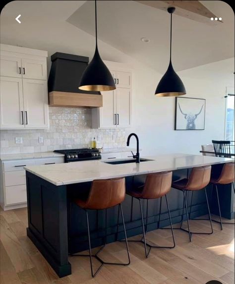 Bar Stools Kitchen Island Contemporary, 2 Pendant Lights Over Island Modern, Kitchen Ideas White Cabinets Black Island, Dining Room Light Modern Farmhouse, Traditional Kitchen Waterfall Island, Vacation Home Kitchen, Lennar Homes Interior Models Kitchen, Home Decor Chandelier, White Oak Accents