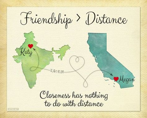 Long Distance Gift for Best Friend, Friendship is Greater than ... Friendship Distance, Long Distance Friendship Quotes, Long Distance Best Friend, Long Distance Friendship Gifts, Long Distance Friends, Long Distance Friendship, Goodbye Gifts, Distance Gifts, Friends Diy