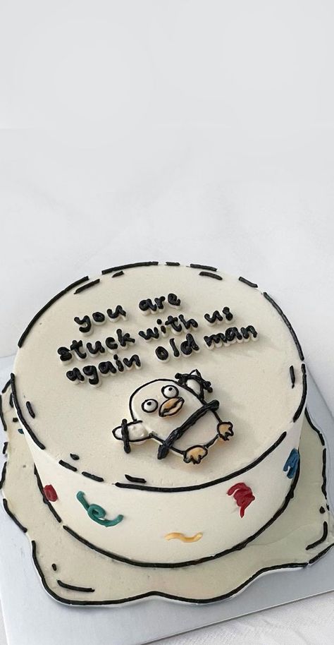 Cute Cake For Husband, Boyfriend Cake Ideas Funny, Funny Man Birthday Cake, Birthday Cakes Ideas Aesthetic, Birthday Cake For Best Friend Male, Birthday Cake Not Cake, Aesthetic Cake Men, Funny Cakes Birthday, Cartoon Art Cake