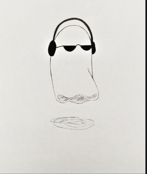 Ghost Wearing Sunglasses, Drawing Sunglasses, Headphones Tattoo, Headphones Drawing, Cool Ghost, Pizza Drawing, Camera Illustration, Wall Drawings, Dog Sunglasses