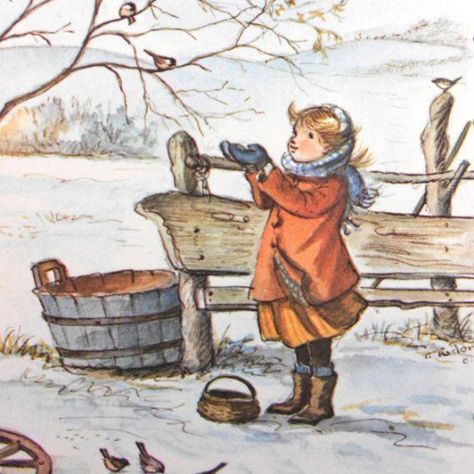 Liana Botha Feeding Birds, Tasha Tudor, 동화 삽화, Happy Childhood, Postal Vintage, Big People, Tableau Art, Illustration Vintage, Art Et Illustration