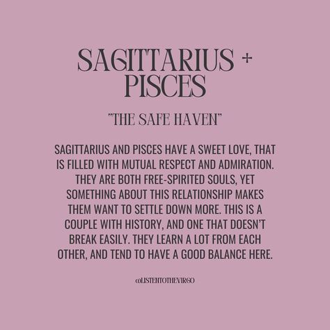 Sagittarius Love Compatibility + What Works 💛 #Listentothevirgo Sag X Pisces, Pisces Sagittarius Compatibility, Sagittarius And Pisces Compatibility, Sagittarius Love Compatibility, Sagittarius And Pisces, Pisces Relationship, Pisces Compatibility, Sagittarius Compatibility, Sagittarius Love