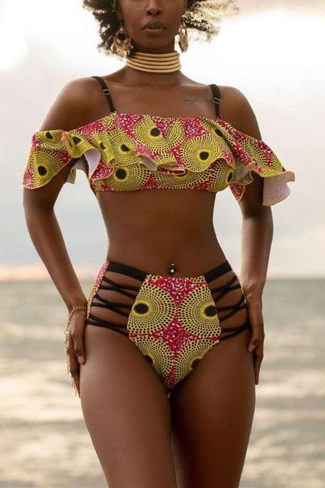 9aa42b31882ec039965f3c4923ce901bdesc49478854ri African Swimwear, Swimming Suits, Yellow Swimsuits, Yellow Crop Top, Swimwear Tankini, Tankini Set, Print Swimsuit, Swimsuit Set, Tankini Swimsuits