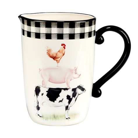 Farm Animals Decor, Serveware Storage, Farmhouse Look, Farm Design, The Farmhouse, Ceramic Pitcher, Construction Design, On The Farm, Casual Dining