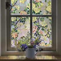 Window Vinyl Privacy Film, Stained Glass Stickers For Windows, Stick On Stain Glass Film, Peel And Stick Stained Glass Window, Peel And Stick Stained Glass Window Art, Stick On Stained Glass Window Film, Stain Glass Bathroom, Stained Glass Windows In Homes, Faux Stained Glass Window