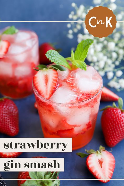 Cool down and relax with our refreshing Strawberry Gin Smash cocktail recipe. Bursting with the sweetness of ripe strawberries and the kick of gin, this vibrant concoction is the perfect way to embrace the sunny days of summer. Follow our easy step-by-step guide and elevate your cocktail game with this irresistible twist on a classic favorite. Cheers to summer sipping! Strawberry Gin Smash Cocktail, Strawberry Gin Fizz, Gin And Strawberry Cocktail, Strawberry Gin Smash, Strawberry Smash Cocktail, Strawberry Cocktail Recipe, Gin Smash, Patriotic Recipes, Strawberry Gin