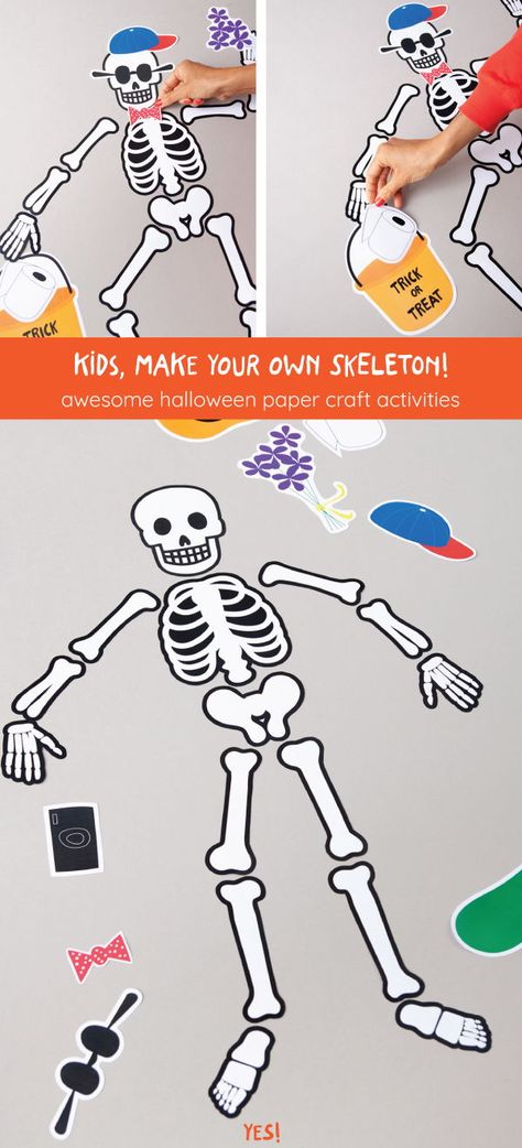 My Skeleton Craft, Skeleton Activity Preschool, Preschool Skeleton Craft, Printable Skeleton Template, Free Skeleton Printables, Skeleton Printable, Build A Skeleton Printable, Paper Halloween Decorations, Diy Halloween Masks