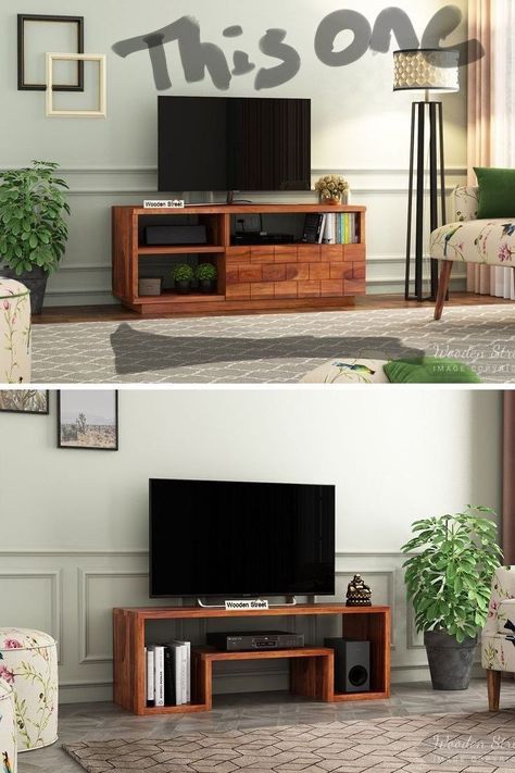 Wooden Television Stand, Tv Table Ideas Small Spaces, Tv Wooden Stand, Tv Stand Designs Simple, Living Room Tv Table Ideas, Television Table Ideas, Wooden Tv Table Ideas, Simple Tv Stand Design, Drawing Room Table Design