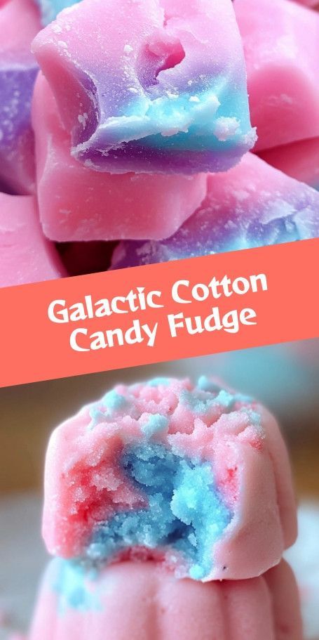 Cotton Candy Galaxy Fudge - Dreamy Dessert Recipe Whisk yourself away to a galaxy of flavor with Cotton Candy Galaxy Fudge. This enchanting treat swirls the sweet nostalgia of cotton candy with vibrant colors and a touch of magic, perfect for any celebration or magical moment. Cotton Candy Frosting, Galaxy Fudge, Crystal Candy Recipe, Cotton Candy Dessert, Cotton Candy Cheesecake, Cool Whip Candy, Thanksgiving Desert, Cotton Candy Fudge, Cotton Candy Recipe