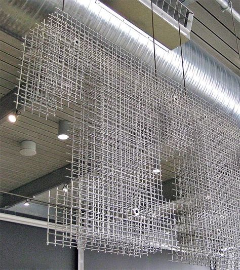 Via retaildesignblog.net Designers and manufacturers: KriskaDECOR, Banker Wire, Cascade Coil Photo of chain curtains: David Bohmann via retaildesignblog.net Using unexpected materials in interior design delivers part of the drama and character that every space needs. Hanging chains and woven wire mesh are only a few materials that have crossed from industrial fields into interior decorating. Here are a few examples of spaces […] Mesh Architecture, Harley Davidson Museum, Wire Netting, Metal Net, Wire Sculptures, Product Portfolio, Business Signage, Wayfinding Signage, Retail Design Blog