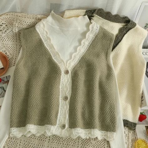 Just found this amazing item on AliExpress. Check it out! AU$8.79  50％ Off | 2022 Autumn Vintage Cardigan Vest Women Elegant Lace Sweater Vest Sleeveless Coat Crop Top Female Waistcoat Aesthetic Clothes Waistcoat Aesthetic, Coat Crop Top, Female Waistcoat, Sleeveless Coat, Crop Top Designs, Lace Vest, Lace Sweater, Vintage Cardigan, Mori Girl